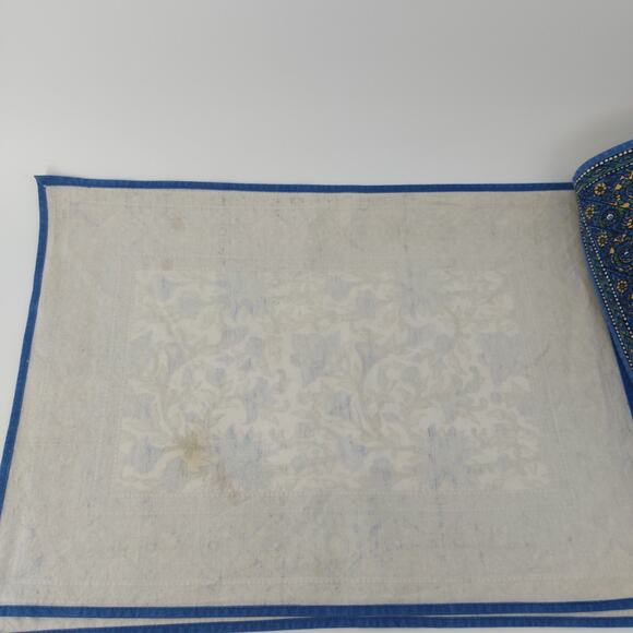 Placemats Floral Blue Tan 14x19 Home Dinner Table Ornament Tapestry - Picture 14 of 15